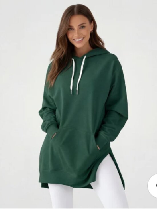 The Warmy Tops - The Warmy Oversized Hoodie Dress Womens Medium Green Pullover Fleece Soft Cozy